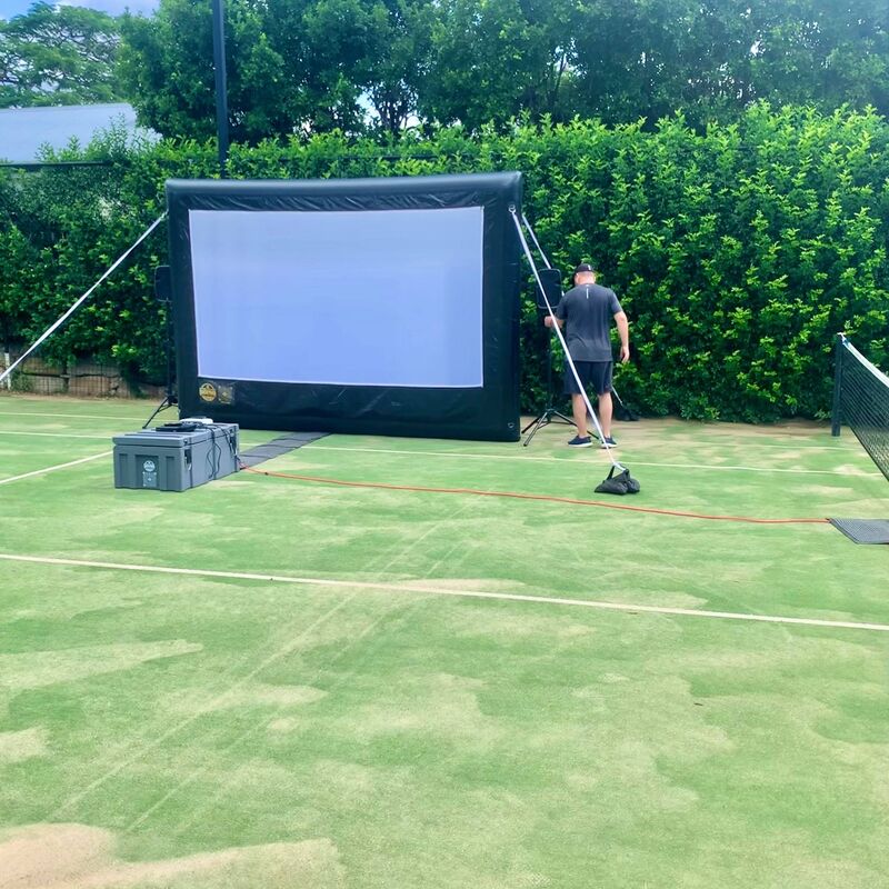 The Backyard Cinema Experience outdoor movie night setup for a childrens birthday party in Brisbane
